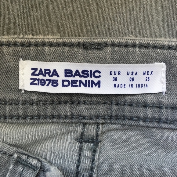 Zara Grey Mid Rise Skinny Embroidered Peal Jeans - Picture 6 of 8